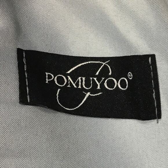 BRIDESMAID SZ 10 L Slate Blue Vneck Flutter Sleeve Hi Low Midi Dress NEW b122 - Picture 6 of 7